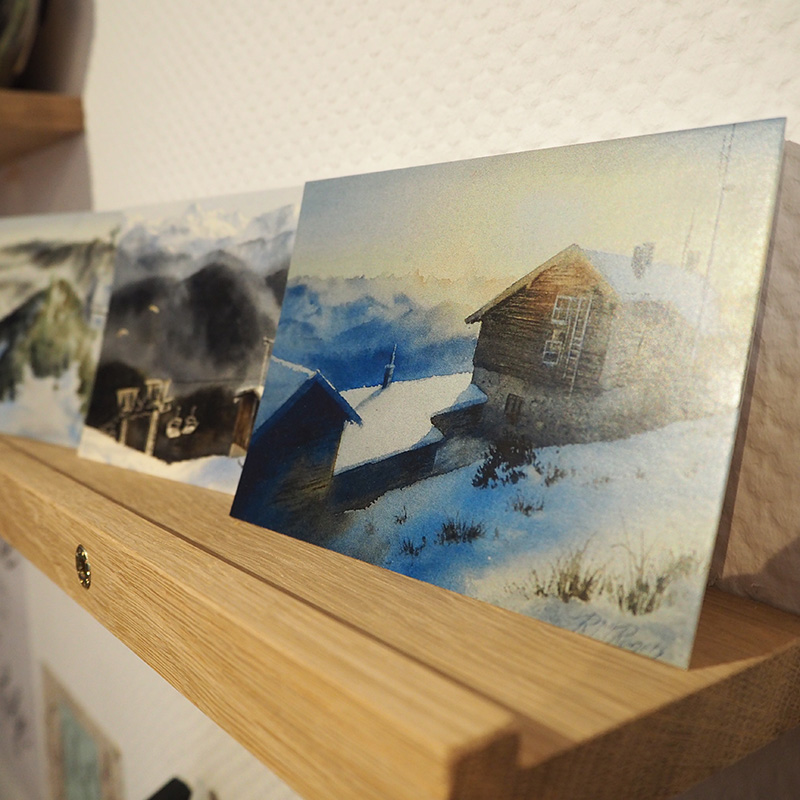 aquarellbilder im postkartenformat mit heimischen landschaftsmotiven